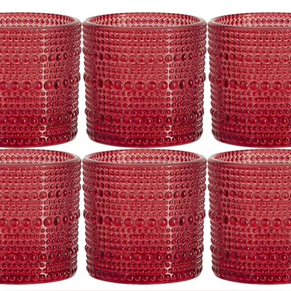 Set of 6 red Halo Textured Glass Shot glasses
